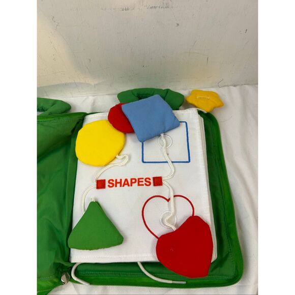 De moca Quiet travel book learning toy zipper green vintage - Picture 7 of 9